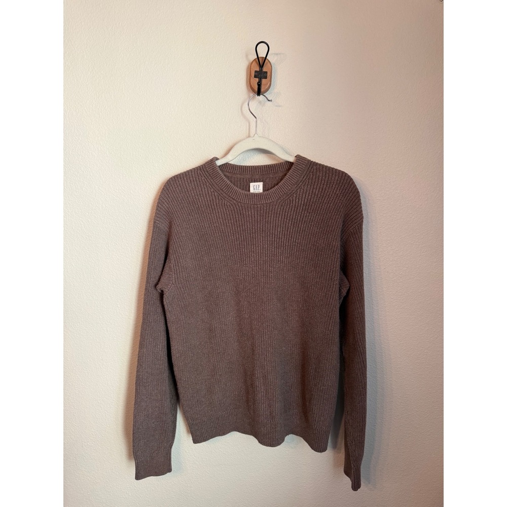 Gap Shaker Stitch Sweater Mens Size S Brown Excellent 100% Cotton Crewneck Knit